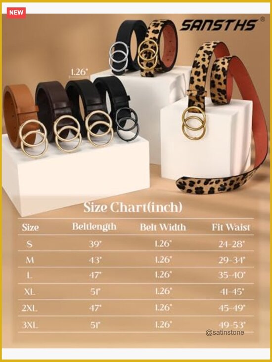 Faux Leather Women\'s Double Ring Buckle Belt for Jeans main image 2